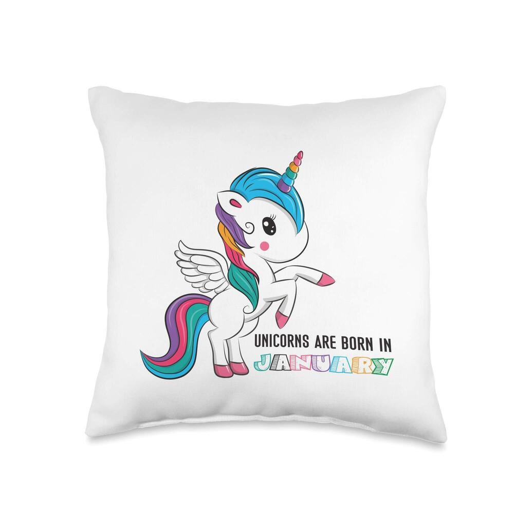 5910 Unicorns are born in January Cute Birth Month Unicorn Gift Throw